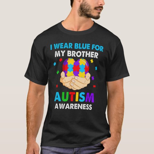 Heart I Wear Blue For My Brother Autism Awareness T-shirt (Voorkant)