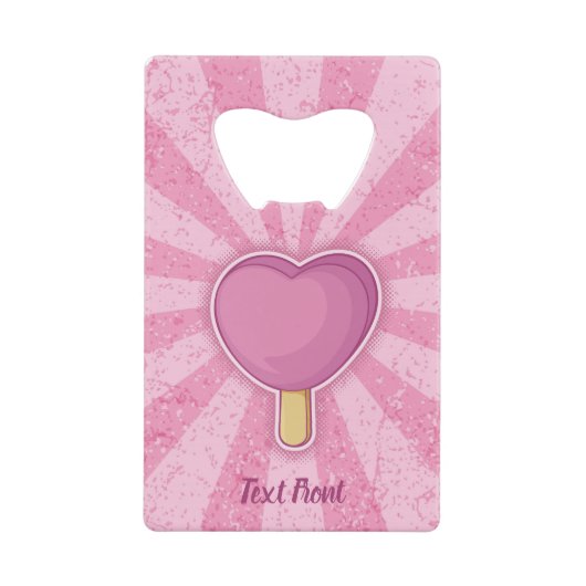 Heart Ice Cream Stick Creditkaart Flessenopener (Voorkant)