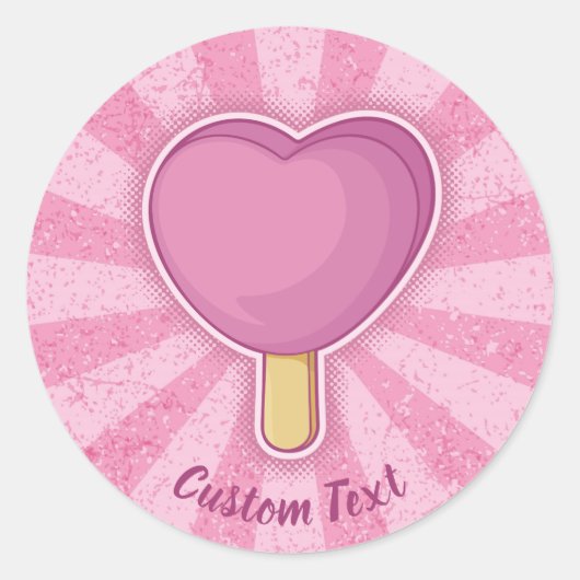 Heart Ice Cream Stick Ronde Sticker (Voorkant)