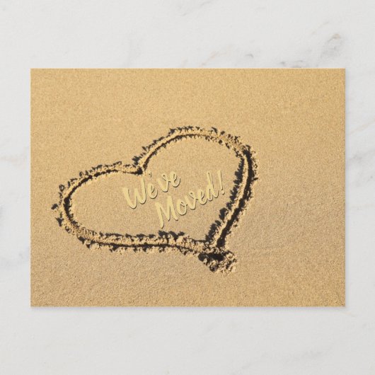 Heart in Beach Sand Nieuw Adres aankondiging (Voorkant)