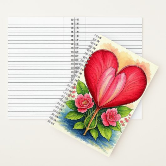 Heart In Bloom | Floral Heart Notebook Notitieboek (Binnen)