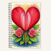 Heart In Bloom | Floral Heart Notebook Notitieboek (Voorkant)