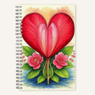 Heart In Bloom | Floral Heart Notebook Notitieboek