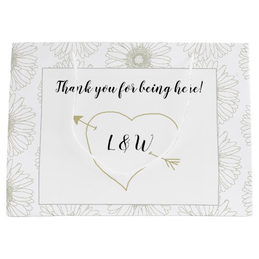 Heart in Daisy Wedding Guest Welcome Bag Groot Cadeauzakje (Voorkant)