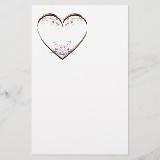 Heart in Flowers Custom Message Briefpapier (Voorkant)