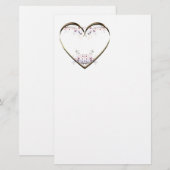 Heart in Flowers Custom Message Briefpapier (Voorkant / Achterkant)