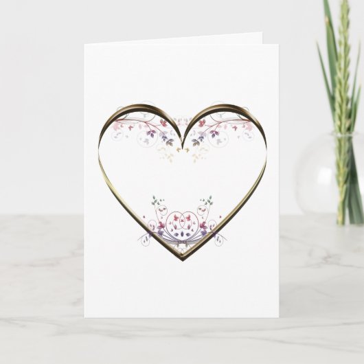 Heart in Flowers Custom Message Kaart (Voorkant)