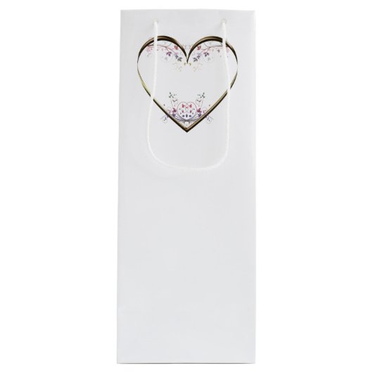 Heart in Flowers Custom Message Wijn Cadeautas (Voorkant)