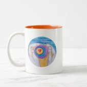 Heart in Hands Cir Ps 139:24, dig signed, titled, Tweekleurige Koffiemok (Links)