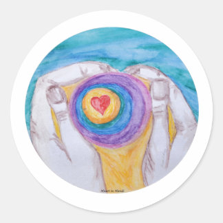 Heart In Hands Circle, No Saying, Title, Dig Sig Ronde Sticker