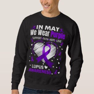 Heart in mei Draag we Paarse Love Hope Faith Lupus Trui