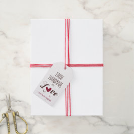 Heart in Red with 100% Handmade with Love Quote Cadeaulabel