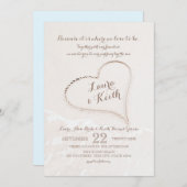 Heart in Sand Beach Wedding Kaart (Voorkant / Achterkant)