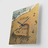 Heart in the Sand Beach Shore Tropical Ocean View Vierkante Klok (Hoek)