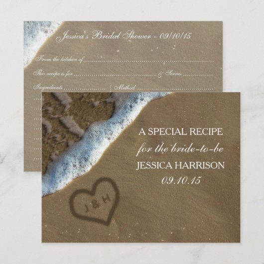 Heart In The Sand Beach Vrijgezellenfeest Recept K Uitnodiging Briefkaart (Voorkant / Achterkant)