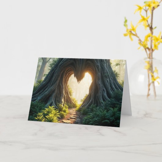 Heart In Tree Trunk Denken aan jou Kaart (Gele Bloem)