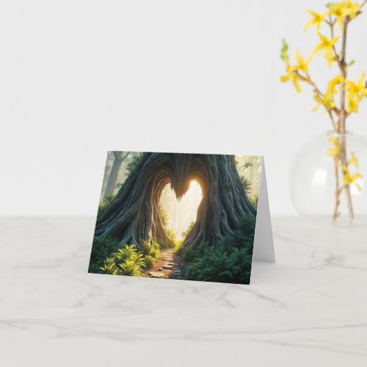 Heart In Tree Trunk Note Kaart (Gele Bloem)