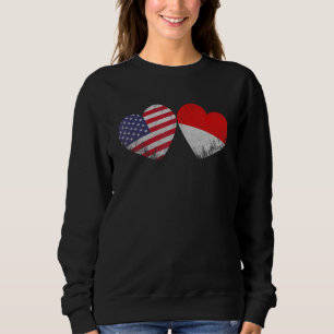 Heart Indonesische Amerikaanse vlaggenpatriottisch Trui