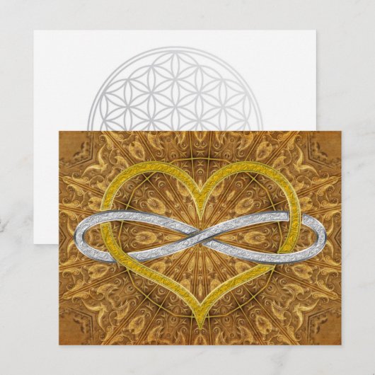 Heart Infinity Gold Silver Briefkaart (Voorkant / Achterkant)