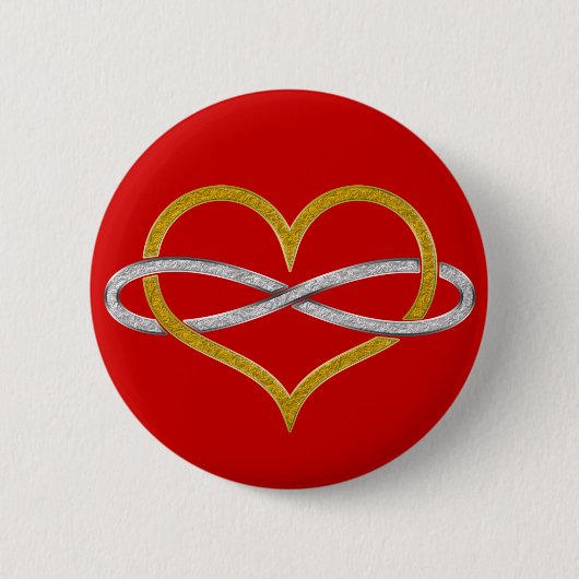 Heart Infinity Gold Silver Ronde Button 5,7 Cm (Voorkant)