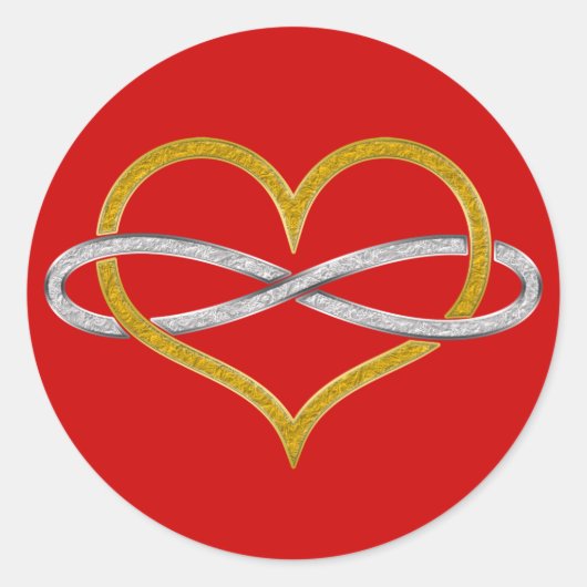 Heart Infinity Gold Silver Ronde Sticker (Voorkant)