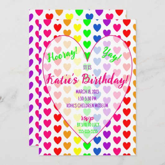 Heart Invitation Kaart (Voorkant / Achterkant)