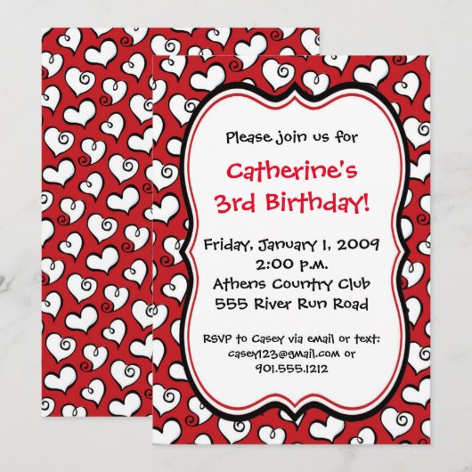 Heart Invitation Kaart (Voorkant / Achterkant)