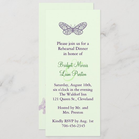Heart is een Flutter Rehearsal Dinner Invite (groe Kaart (Voorkant / Achterkant)