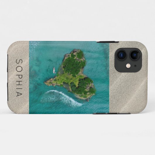 Heart Island Tropical Ocean Travel Naam Case-Mate iPhone Case (Achterkant (horizontaal))