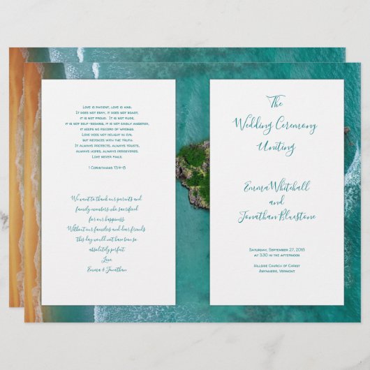 Heart Island Water Wedding Ceremony Programme (Voorkant / Achterkant)