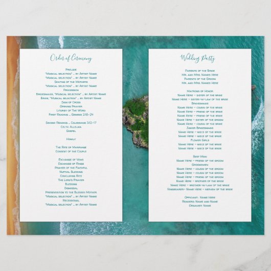 Heart Island Water Wedding Ceremony Programme (Achterkant)