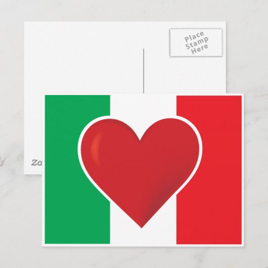 Heart Italy Flag Briefkaart (Voorkant / Achterkant)