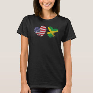 Heart Jamaican American Flag Patriotic Family Heri T-shirt