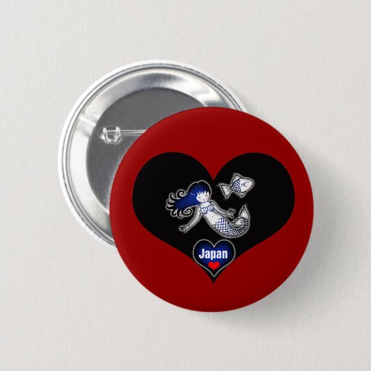 Heart Japan Mermaid Pinback Button (Voorkant /achterkant)