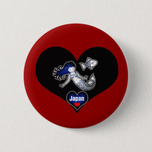 Heart Japan Zeemeermin Pinback Knoop Ronde Button 5,7 Cm