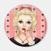 Heart Ketting Girl Blonde Head Vase Luscious Lips Magneet (Voorkant)