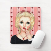 Heart Ketting Girl Blonde Head Vase Luscious Lips Muismat (Met muis)