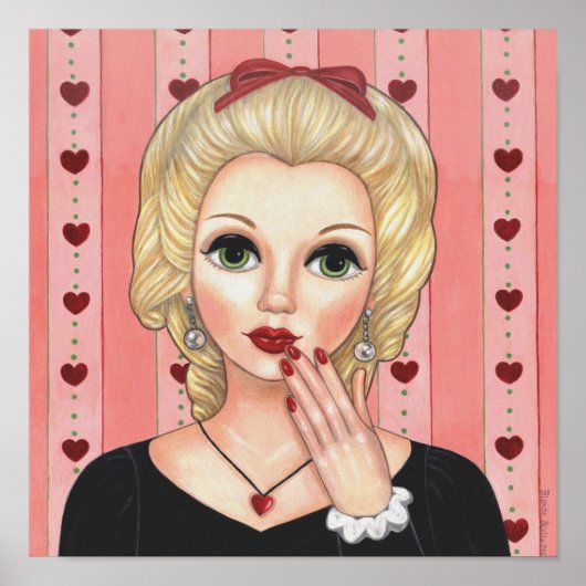 Heart Ketting Girl Blonde Head Vase Luscious Lips Poster (Voorkant)
