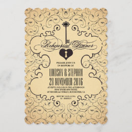 Heart Key  repetitie Dinner Invitation Kaart
