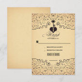 Heart Key Vintage Wedding RSVP-kaarten RSVP Kaartje (Voorkant / Achterkant)