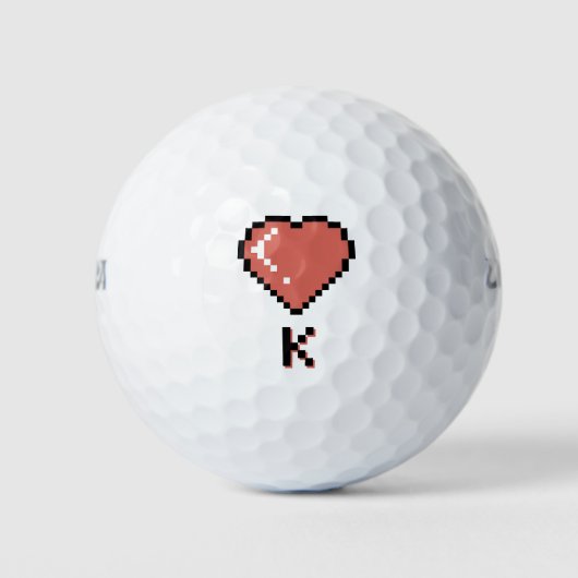 Heart King zwarte omtrek Golfballen (Voorkant)