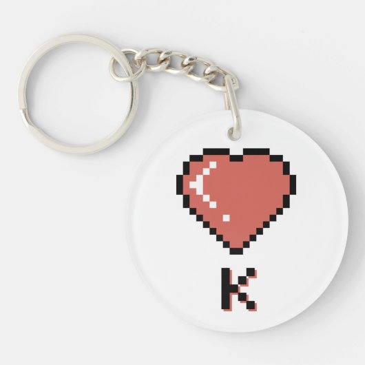 Heart King zwarte omtrek Sleutelhanger (Voorkant)