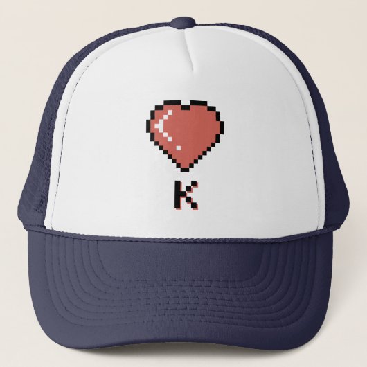 Heart King zwarte omtrek Trucker Pet (Voorkant)