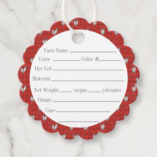 HEART KNIT 2" geschulpte ronde garen Labels (Voorkant)