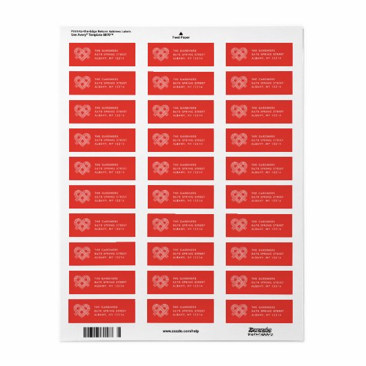 Heart Knot Valentijnsdag Mailing Label - Rood (Full Sheet)