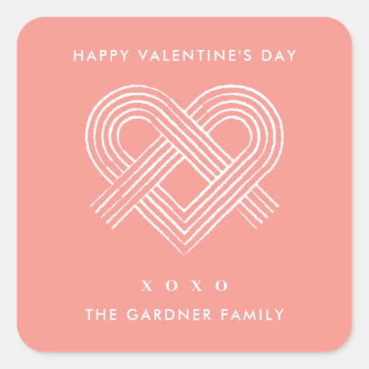Heart Knot Valentijnsdag Sticker - Peach (Voorkant)