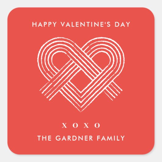 Heart Knot Valentijnsdag Sticker - Rood (Voorkant)