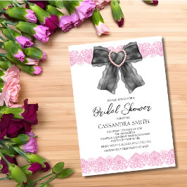 Heart Lace Ribbon Black Bow Vrijgezellenfeest Kaart