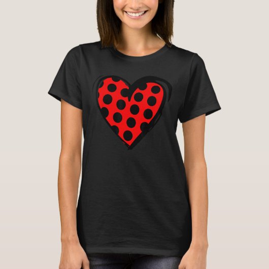 Heart Ladybug Pattern voor Ladybug Lover T-shirt (Voorkant)