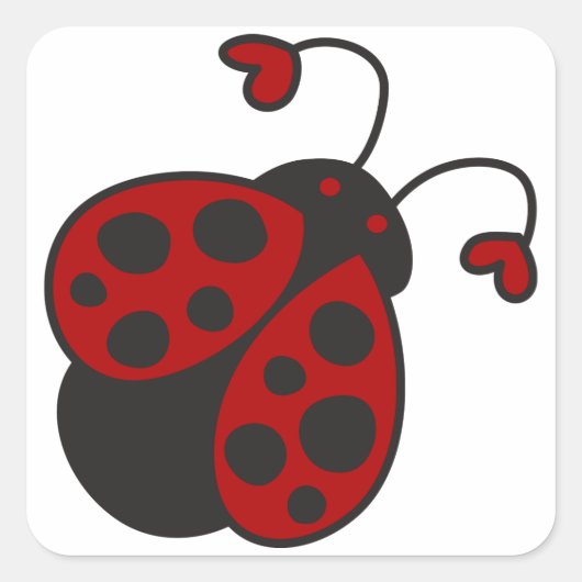 Heart Ladybug Vierkante Sticker (Voorkant)